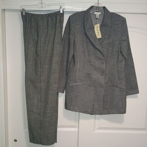 Gray Double-Breasted Blazer and Pants Set